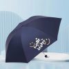 Parapluie Et Équipement De Pluie  | Parapluie Paradise En Bleu Nuit Avec Revêtement En Caoutchouc Noir, Parapluie Anti-Uv, Parapluie Double Usage Pour Le Soleil Et La Pluie, Léger, Portable Et Pliable. Parapluie Et Équipement De Pluie Parapluie Et Équipement De Pluie