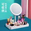 Miroir De Maquillage  | Miroir De Maquillage De Bureau Avec Rangement Intégré, Miroir De Beauté Led Avec Lumière, Miroir De Coiffeuse Pour Usage Domestique. Miroir De Maquillage Miroir De Maquillage