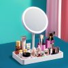 Miroir De Maquillage  | Miroir De Maquillage De Bureau Avec Rangement Intégré, Miroir De Beauté Led Avec Lumière, Miroir De Coiffeuse Pour Usage Domestique. Miroir De Maquillage Miroir De Maquillage