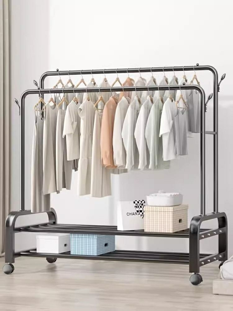 Cintre  | Porte-Vêtements Simple, Portant À Vêtements Sur Pied Pour Intérieur, Portant À Vêtements Pour Chambre À Coucher, Étagère De Rangement Pour Vêtements Sur Balcon, Double Couche. Cintre Cintre