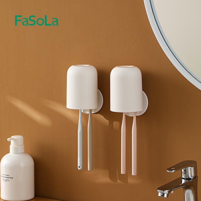 Gobelet De Lavage  | Support De Brosse À Dents Fasola Avec Porte-Gobelet Sans Perçage, Ensemble Mural Pour Salle De Bain, Porte-Brosse À Dents Familial. Gobelet De Lavage Gobelet De Lavage