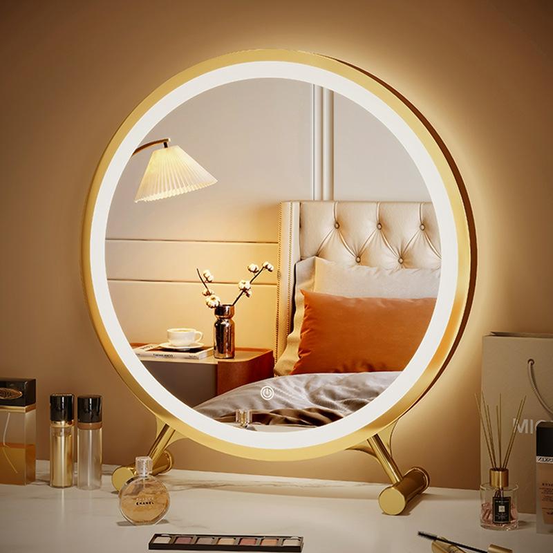 Miroir De Maquillage  | Miroir De Maquillage Avec Éclairage Led, Miroir De Table Pour Étudiants, Miroir Rond De Bureau Pour La Chambre À Coucher Et La Coiffeuse. Miroir De Maquillage Miroir De Maquillage