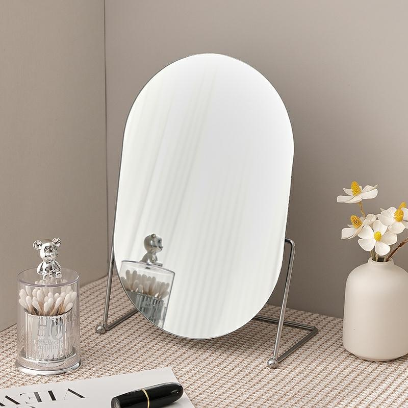 Miroir De Maquillage  | Miroir De Maquillage Léger Pour Chambre, Miroir Rond De Bureau En Fer, Miroir De Coiffeuse Pour Dortoir Étudiant, Miroir De Beauté Domestique, Miroir De Princesse. Miroir De Maquillage Miroir De Maquillage