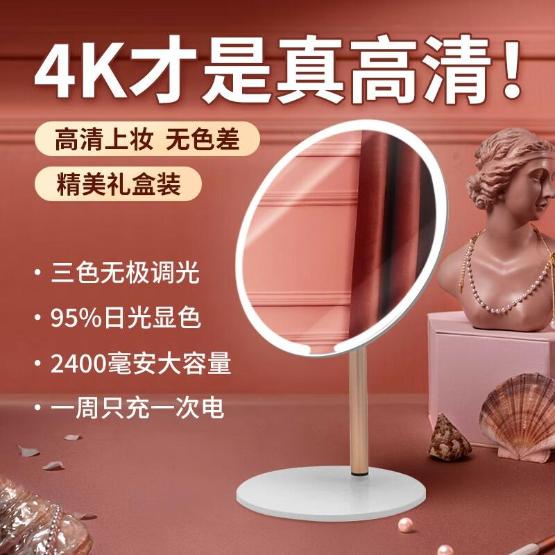 Miroir De Maquillage  | Miroir De Maquillage Led Avec Lumière, Miroir De Bureau Portable Et Pliable Pour Les Influenceurs, Miroir De Maquillage De Table Pour Le Bureau Et Le Dortoir. Miroir De Maquillage Miroir De Maquillage