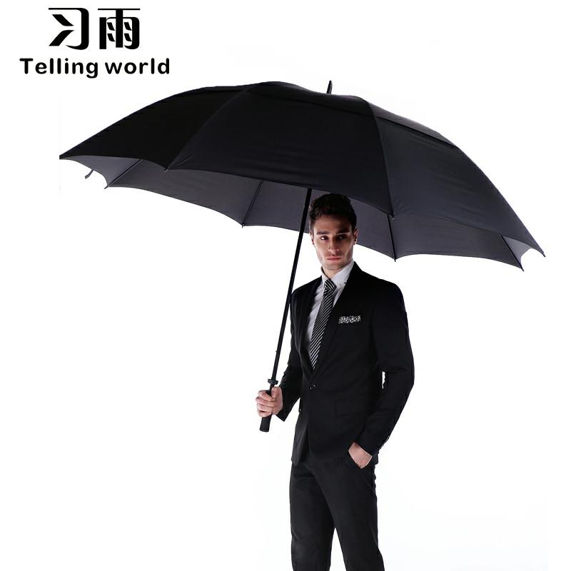 Parapluie Et Équipement De Pluie  | Parapluie Long Pour Homme, Parapluie Automatique Surdimensionné Renforcé Pour Trois Personnes, Parapluie De Golf Anti-Vent, Parapluie Uni Noir, Parapluie D’Accueil. Parapluie Et Équipement De Pluie Parapluie Et Équipement De Pluie